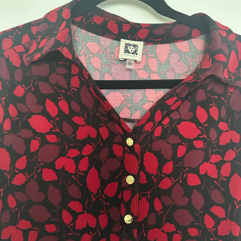 Stylish Red Leaf Pattern Shirt